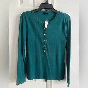 T by Talbots Teal Henley Top M